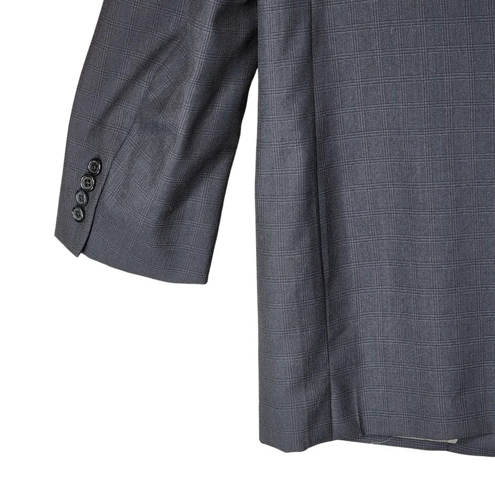 Vtg Hickey Freeman Sport Coat 41L Mens Gray‎ Plaid 100% Wool USA Single Breasted